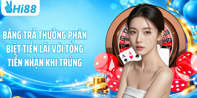 Bảng trả thưởng phân biệt tiền lãi với tổng tiền nhận khi trúng