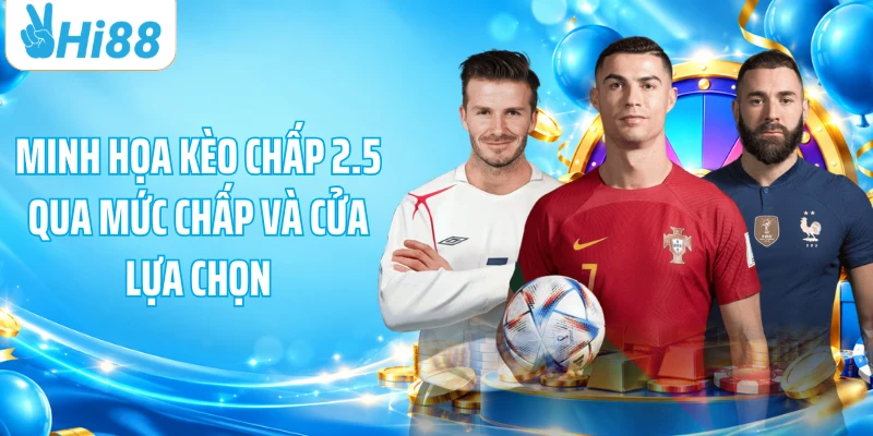 Minh họa kèo chấp 2.5 qua mức chấp và cửa lựa chọn